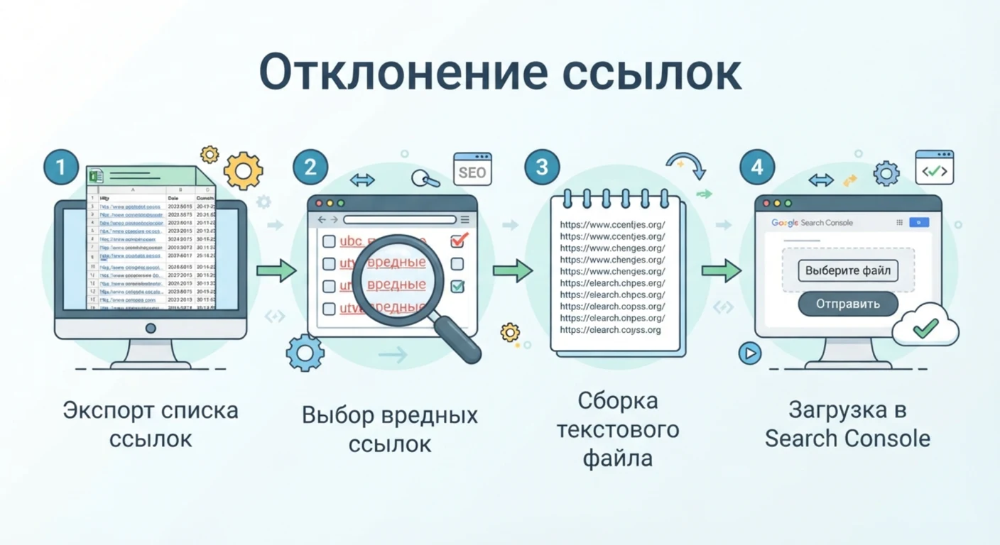 Порядок отклонения ссылок: от выгрузки списка до загрузки файла