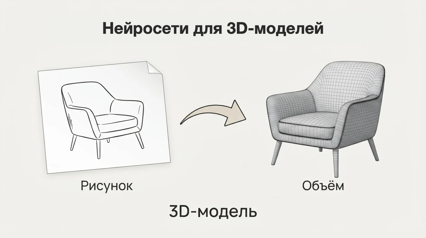 Нейросеть превращает рисунок или описание в 3D-модель