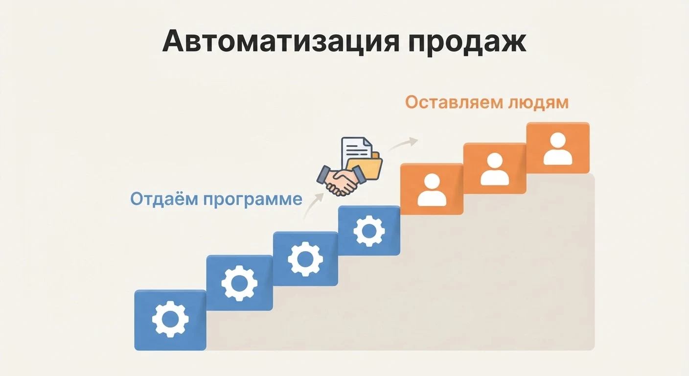 Рутина внизу отдаётся программе, разговор и решение остаются людям