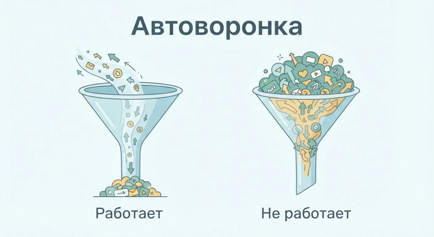 Одна воронка пропускает поток, вторая закупорена