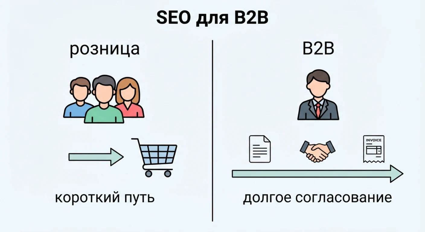 Короткий путь покупателя в рознице и долгое согласование в B2B
