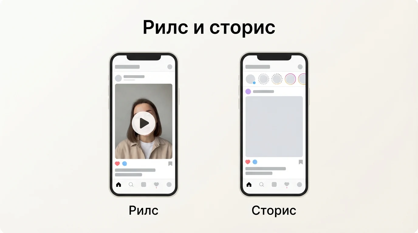 Рилс — короткое видео в ленте, сторис — история, которая исчезает