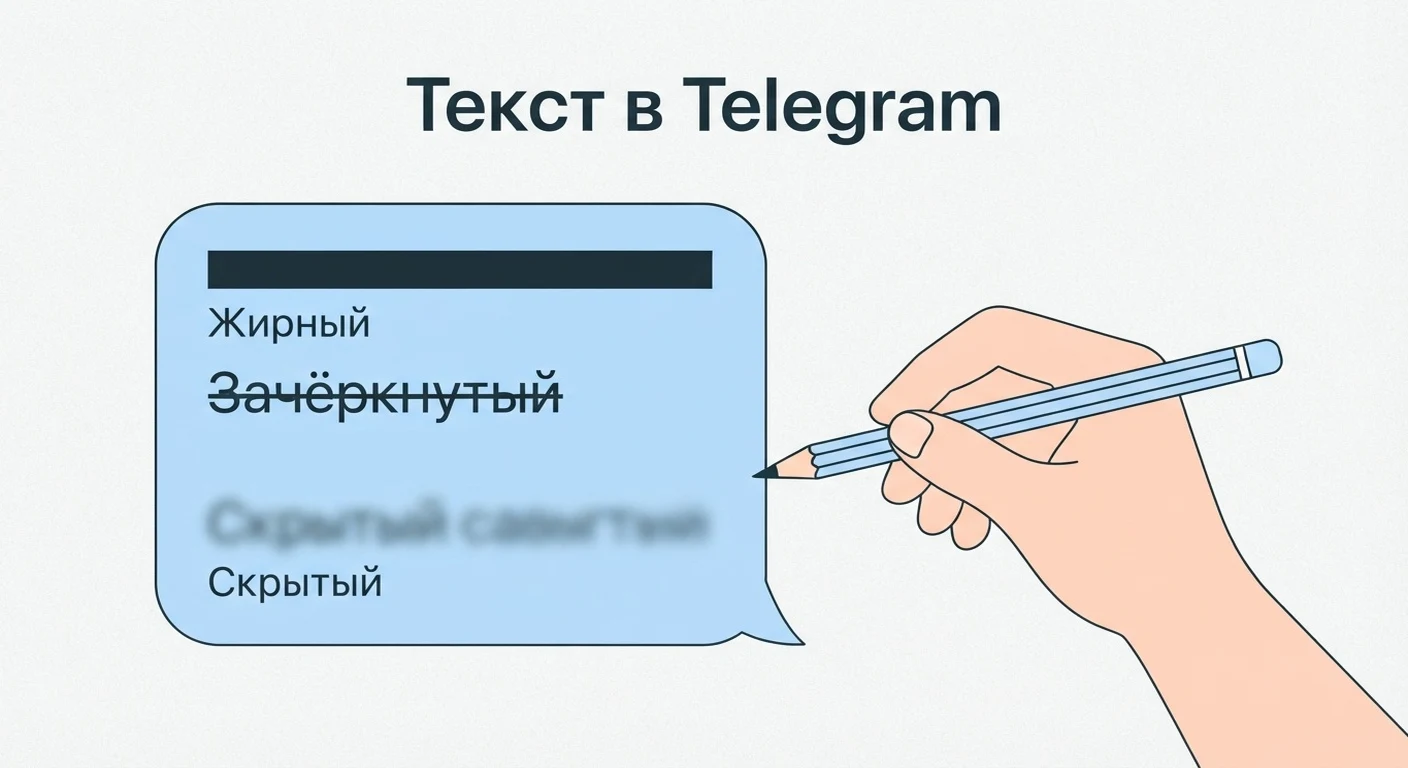 Жирный, зачёркнутый и скрытый текст в сообщении Telegram