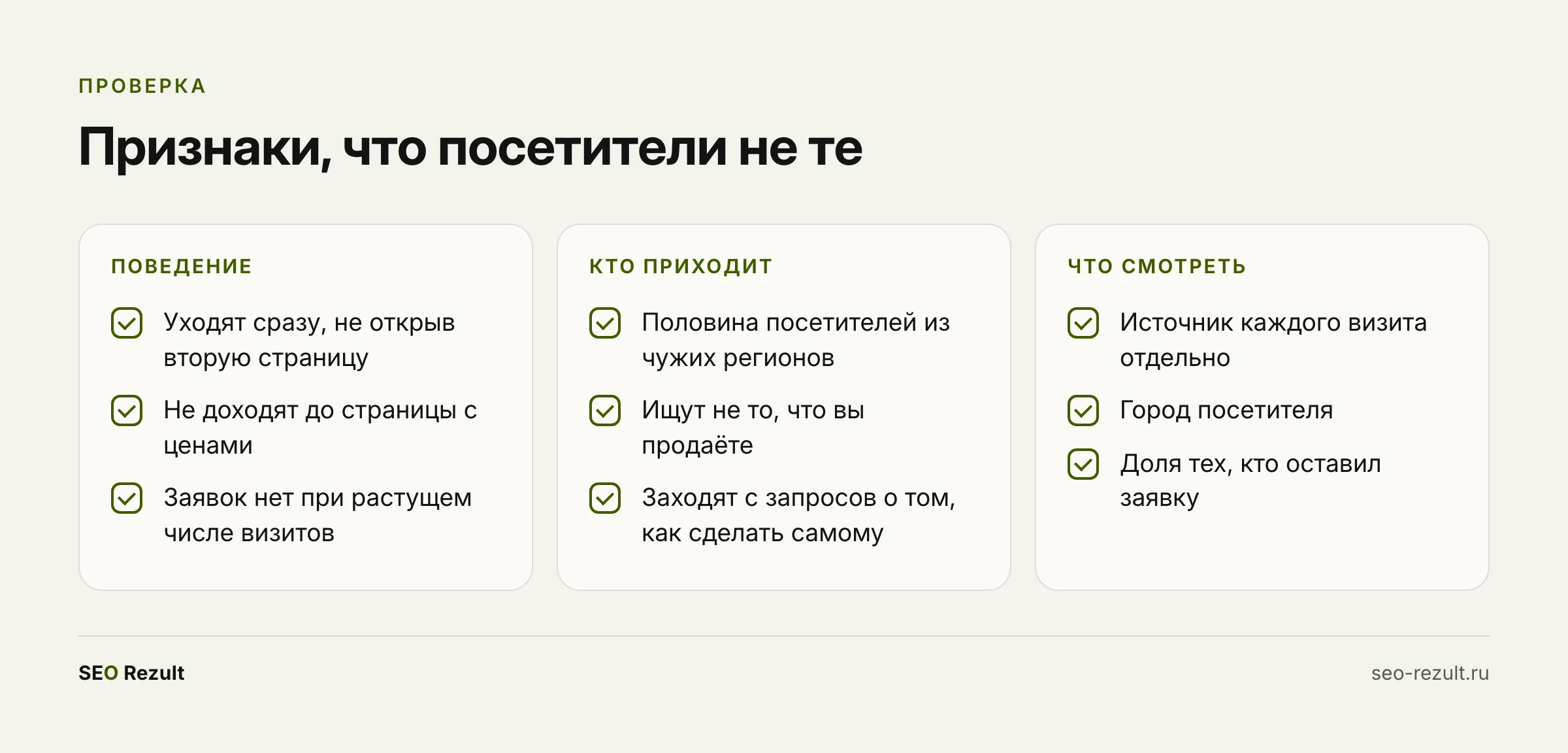 По каким признакам видно, что посетители не те