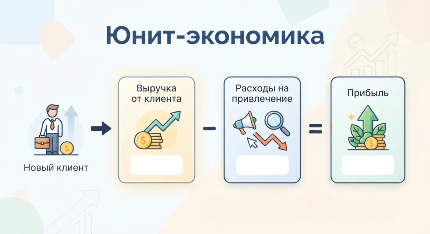 Расчёт по одному клиенту: выручка минус расходы на привлечение